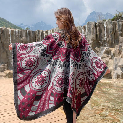 Tibetan Ethnic Shawl Grassland Thickened Cloak Scarf
