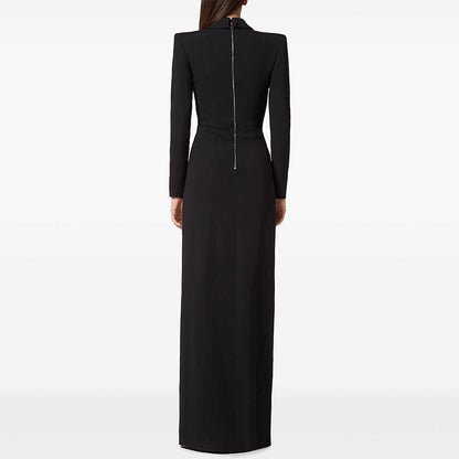 Rhinestone Button Deep V Blazer Dress