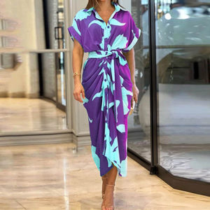 Fashionable High-Waisted Long Shirt Dress for Women