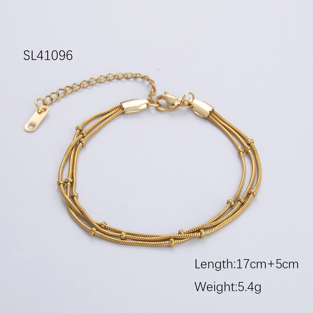 Wavy Titanium Steel Bracelet Luxurious 18K Gold Plated Women's Jewelry