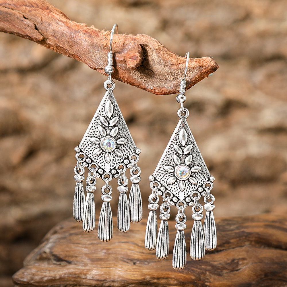 Bohemian Tassel Drop Earrings Geometric Alloy Earrings