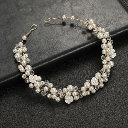 Transparent Plastic Flower Pearl Handmade Headband for Weddings