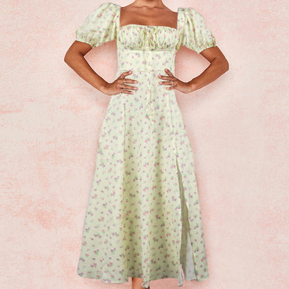 Floral Print Backless Midi Dress