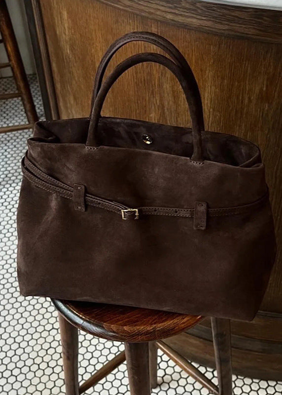 Suede Tote Bag With Buckle Detail