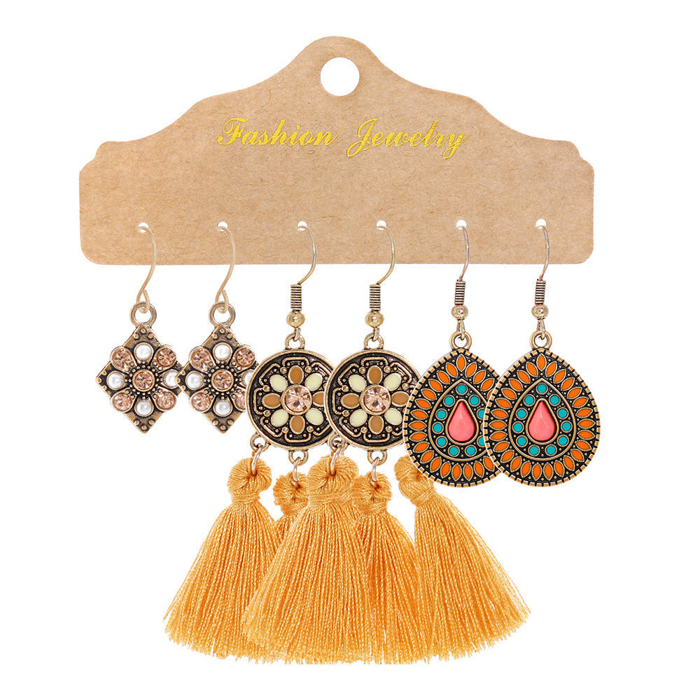 Bohemian Tassel Earrings Set Vintage Style Fashion Jewelry