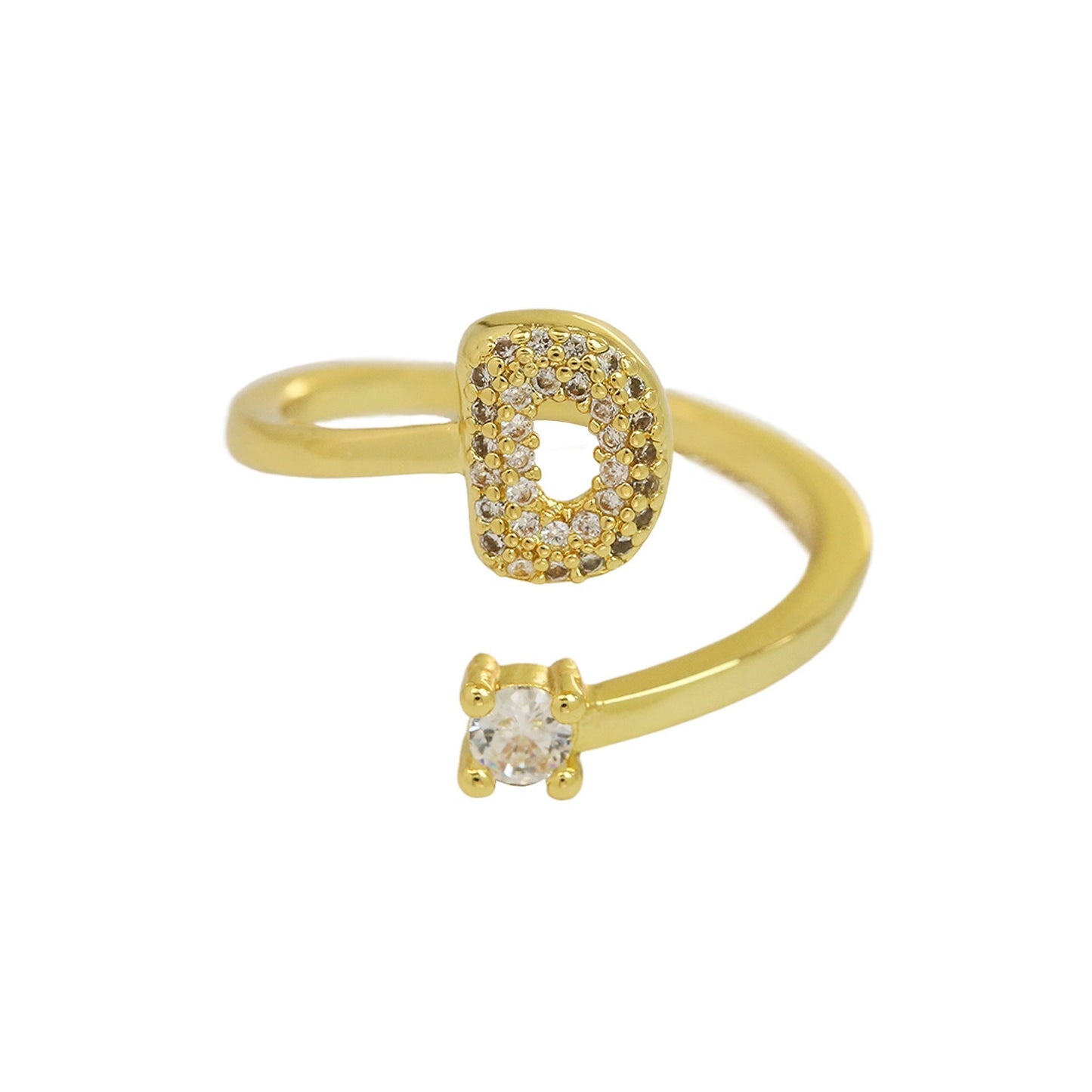 Letters AâZ Sparkling Zircon Adjustable Ring