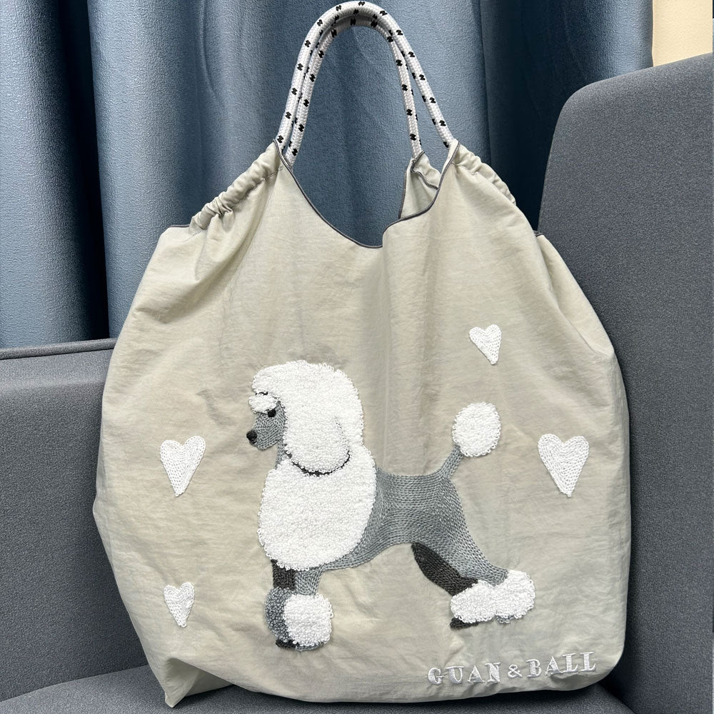Plush Dog Embroidered Largr Capacity Shopping Bga