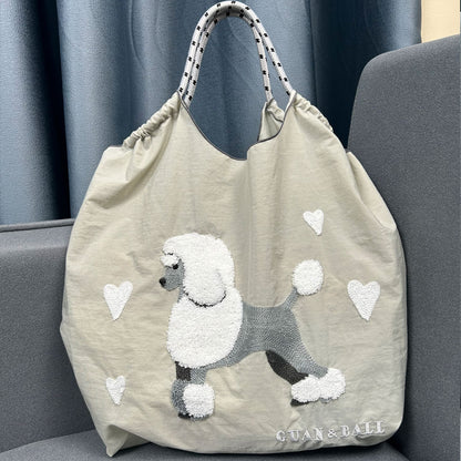 Plush Dog Embroidered Largr Capacity Shopping Bga