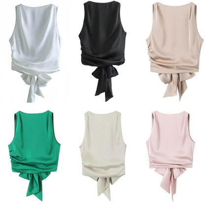 Sexy Backless Tie Back Cropped Top
