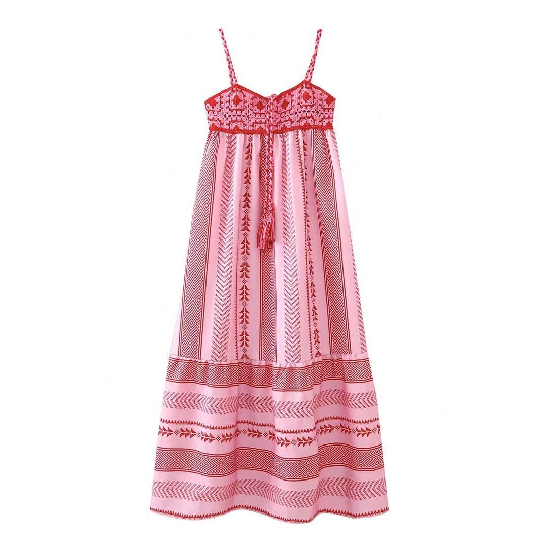 Elegant Printed String Maxi Dress
