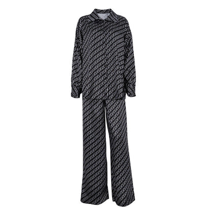 Premium Satin Print Shirt And Pants Set For Women