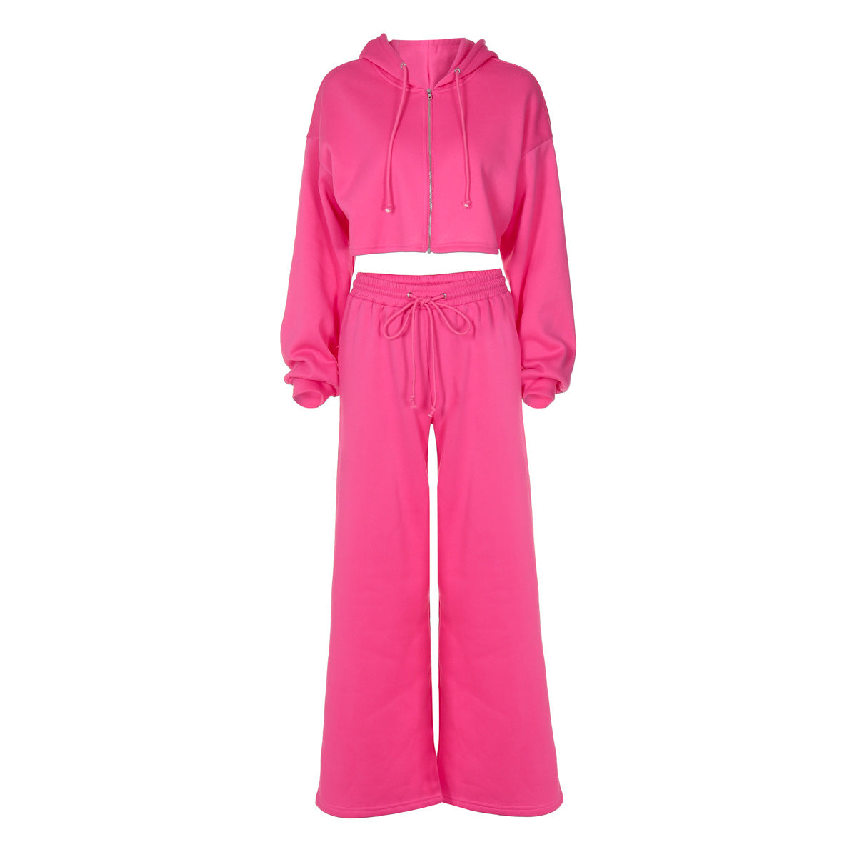 Fashionable Cropped Hoodie & Slim Fit Pants Set