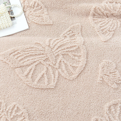 Solid Color Butterfly Jacquard Coral Fleece Blanket