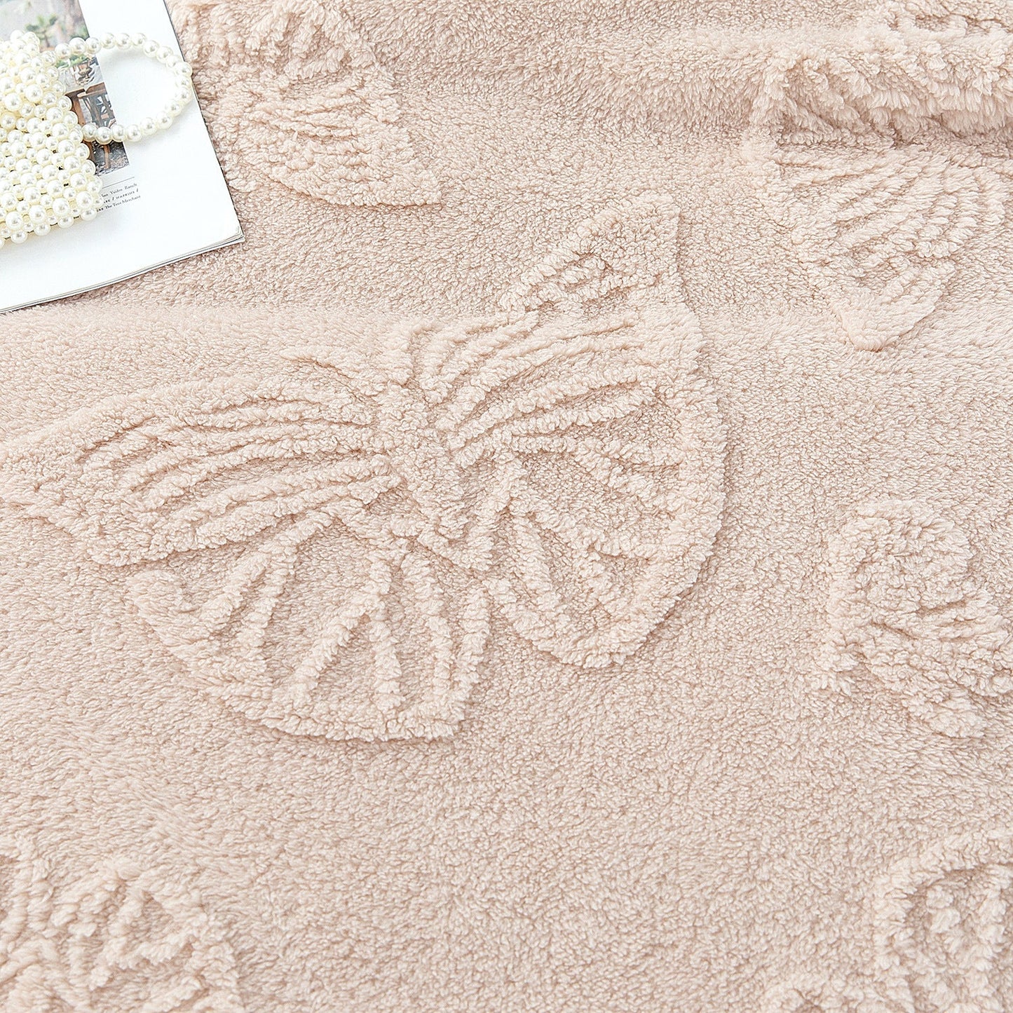 Solid Color Butterfly Jacquard Coral Fleece Blanket