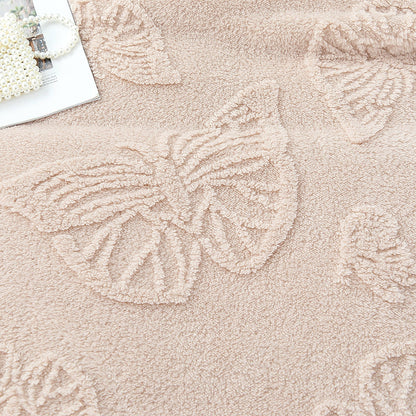 Solid Color Butterfly Jacquard Coral Fleece Blanket
