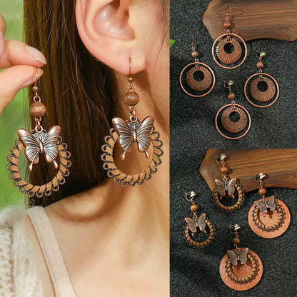 Brown Butterfly Earrings Bohemian Style Minimalist Design