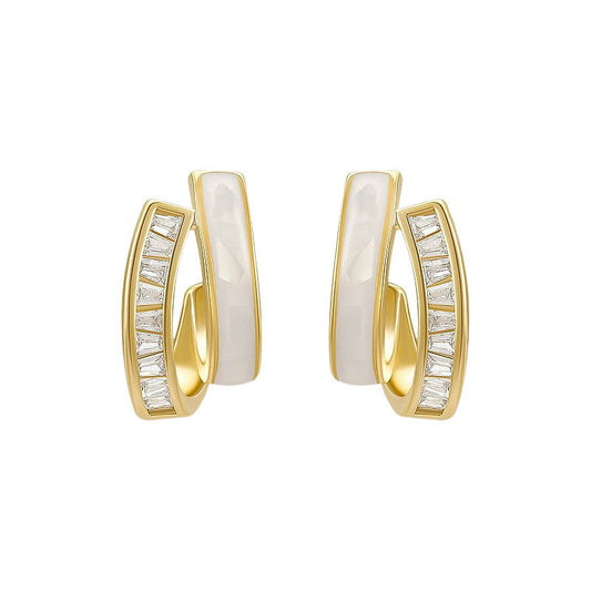 Elegant Double-Layer Rhinestone Stud Earrings