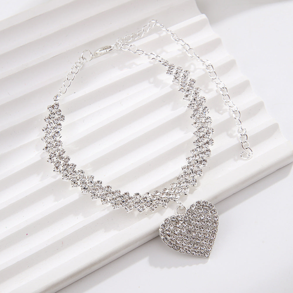 Love Pendant Rhinestone Simple Chain