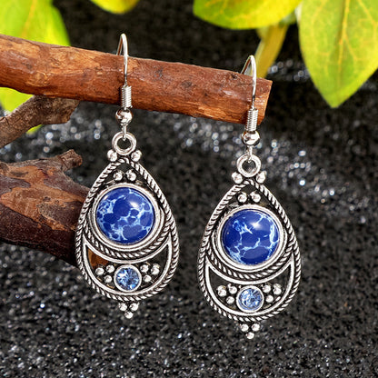 Trendy Ethnic Style Colorful Turquoise Drop Earrings
