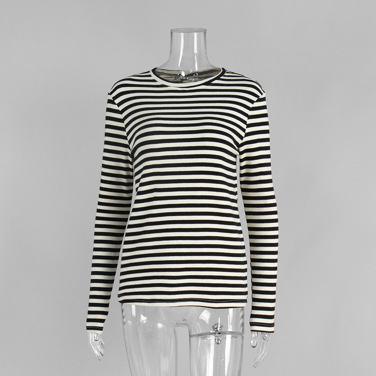 Striped Long Sleeve Cotton T-Shirt Casual Women's Top