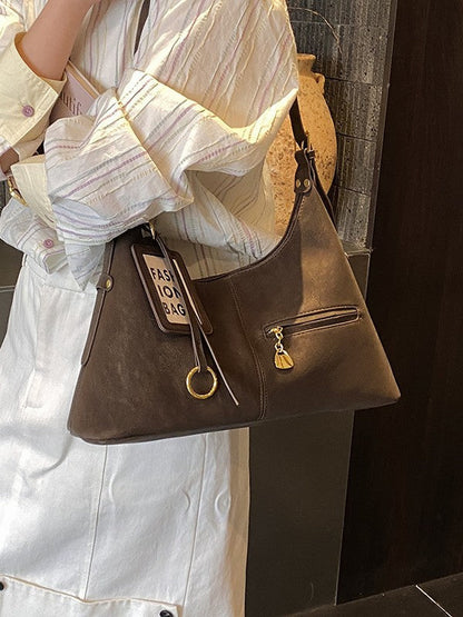 Trendy Women's Shoulder Bag Vintage Textured Design Large Capacity Crossbody Bag
