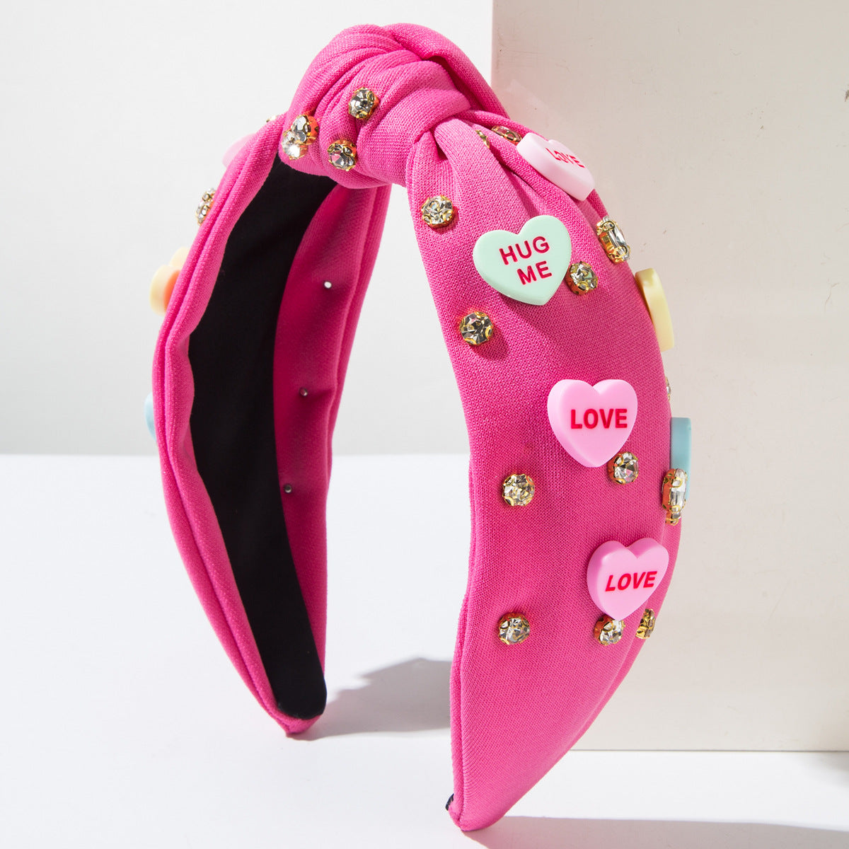 Diamond-Encrusted Resin Heart Letter Hairband Sweet Simple Hair Accessory