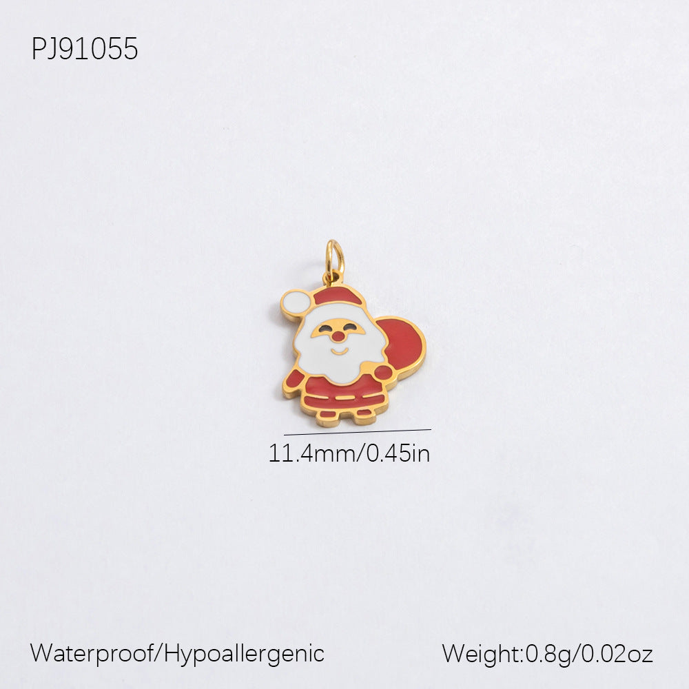 DIY Christmas-Themed 18K Gold-Plated Stainless Steel Pendant Accessories