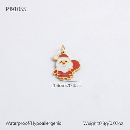 DIY Christmas-Themed 18K Gold-Plated Stainless Steel Pendant Accessories