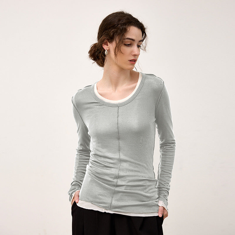 High-Quality Tencel Wool Women’s Long Sleeve Knit Top