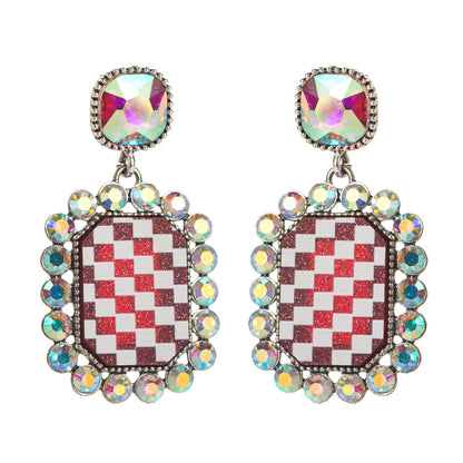Trendy Geometric Earrings With Rhinestones in Alloy