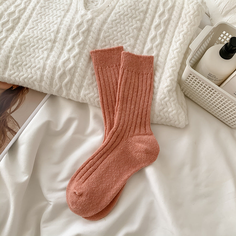 Casual Solid Color Thicken Plush Crew Socks