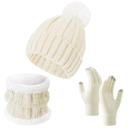 Winter Knitted Warm Gloves, Hat, Scarf Set - Thickened Cozy Design