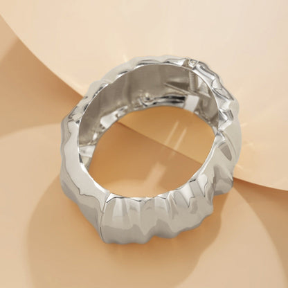 Irregular Wrinkle Alloy Bracelet with Pearl Drops - Trendy Ins Style
