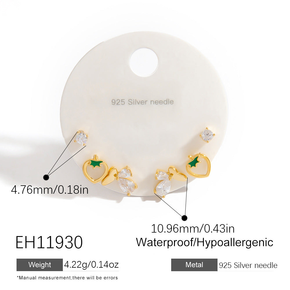 Cute Cartoon Character 925 Silver Stud Earrings Minimalist Fashion Accessories
