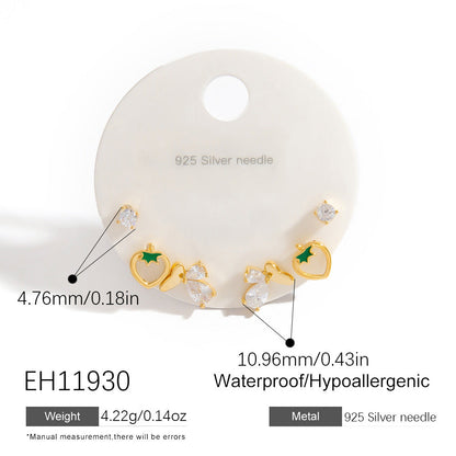 Cute Cartoon Character 925 Silver Stud Earrings Minimalist Fashion Accessories