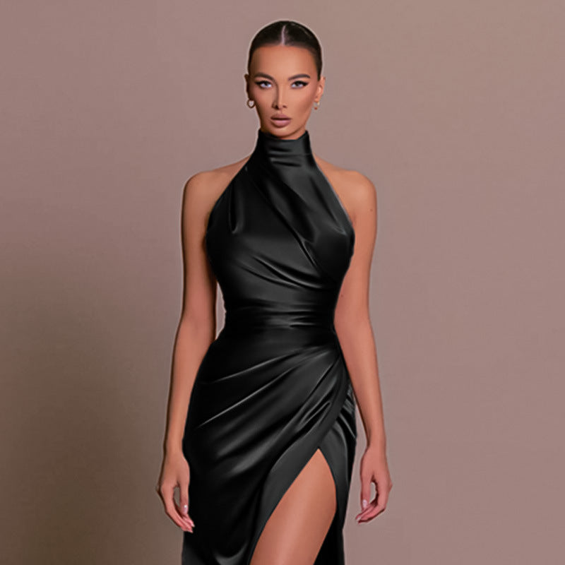 Elegant High Neck Sleeveless Long Dress, Summer Style
