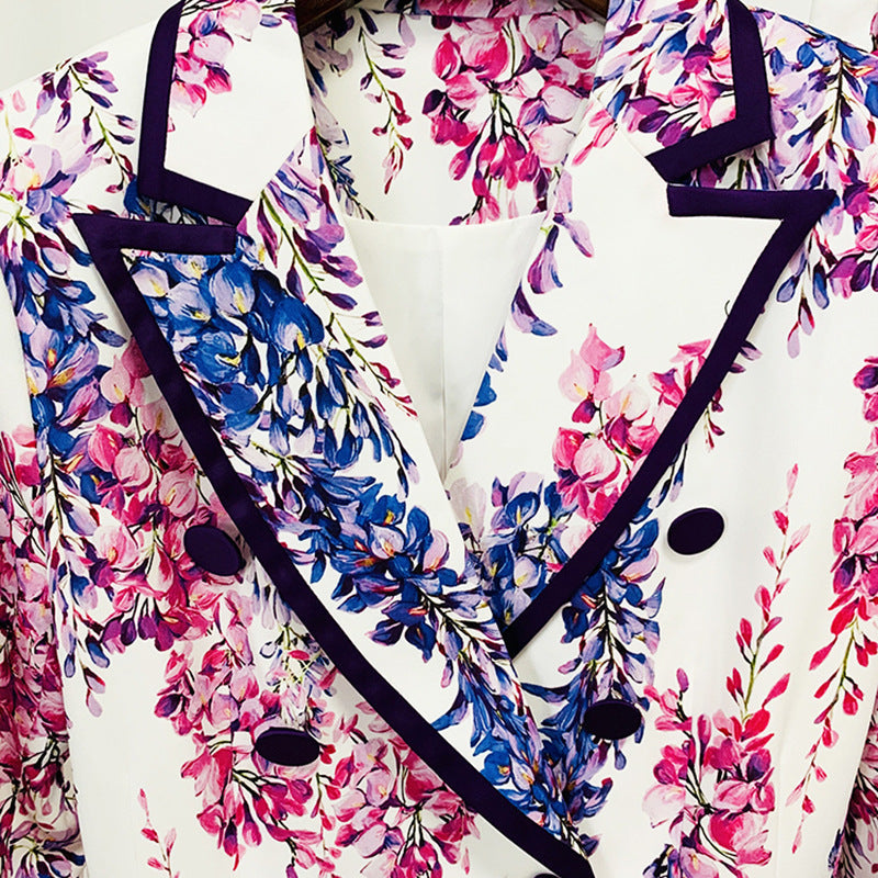 Floral Print Two-Piece Pants Suit