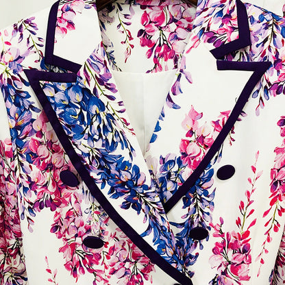 Floral Print Two-Piece Pants Suit