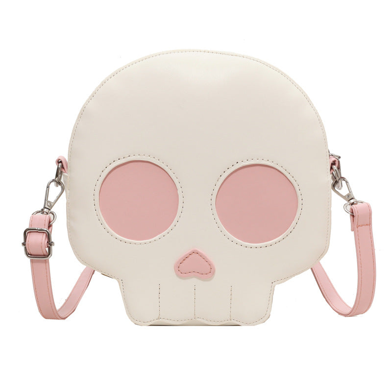 Trendy Skull Crossbody Bag Soft PU Bucket Bag for Casual Wear