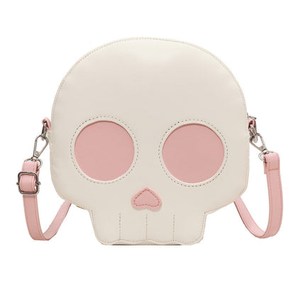 Trendy Skull Crossbody Bag Soft PU Bucket Bag for Casual Wear