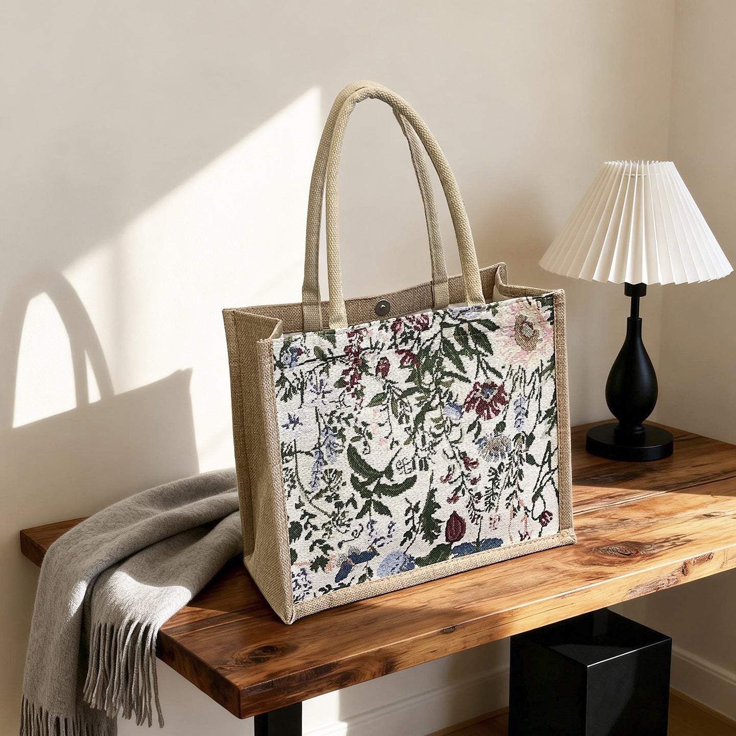 Knitted Canvas Shoulder Bag Retro Style Large Capacity