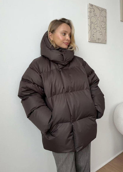 Oversized Puffer Jacket Padded Cotton Blend