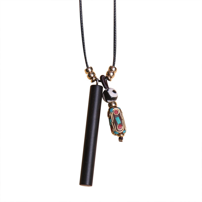 Ethnic Nepalese Ebony Letter Necklace Peace Brand Retro Simple Sweater Chain Costume Accessories Long Necklace
