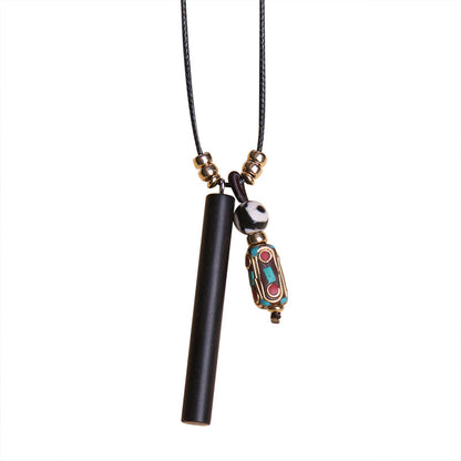 Ethnic Nepalese Ebony Letter Necklace Peace Brand Retro Simple Sweater Chain Costume Accessories Long Necklace