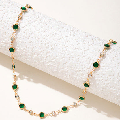 Trendy Green Cubic Zirconia Choker Necklace For Women