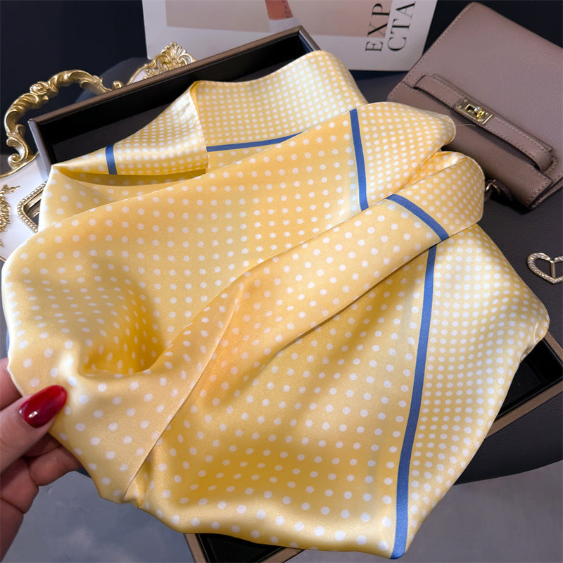 Simple Polka Dot Square Silk Scarf