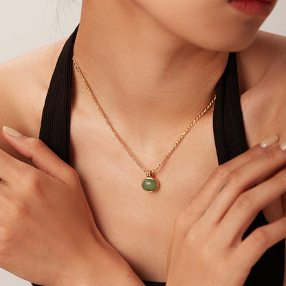 Green Gemstone Pendant Vintage Necklace