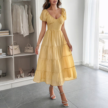 Floral A-Line Maxi Dress With Elastic Waist