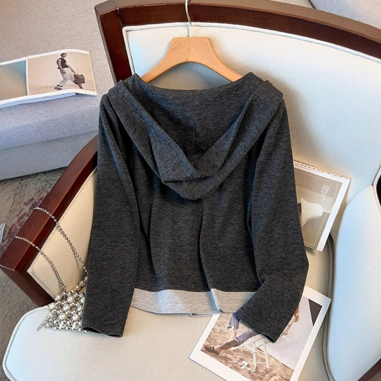 Casual Hoodie Button Top And Wide Leg Pants Set