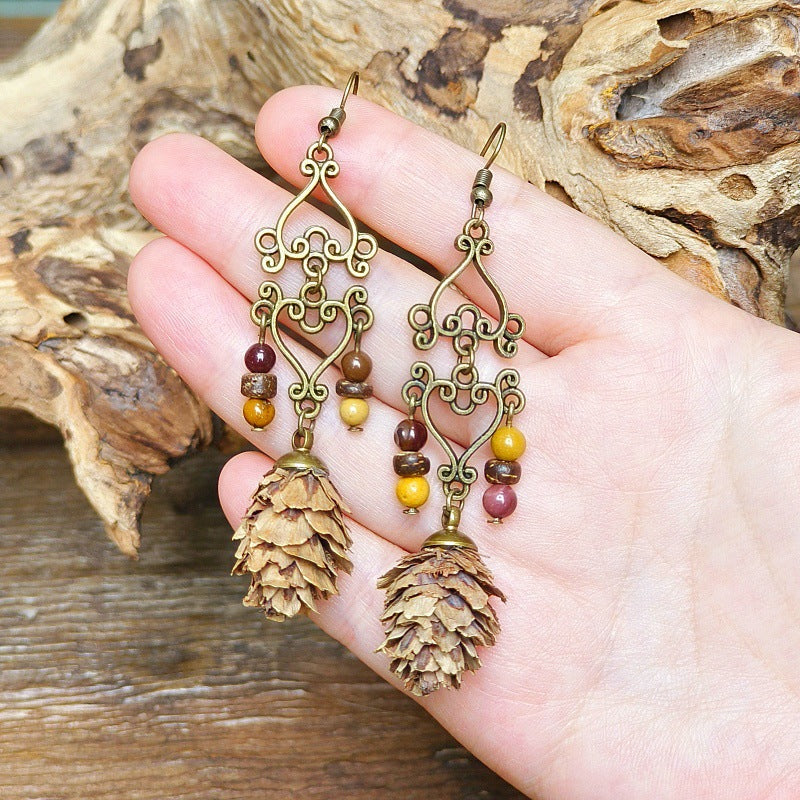 Vintage Style Bohemian-Inspired Dried Fruit Beaded Earrings